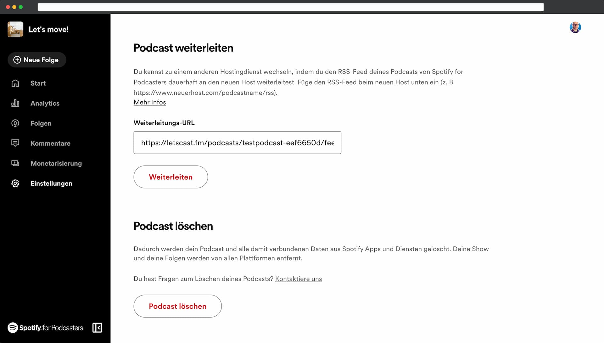 Podcast RSS-Feed Weiterleitung bei Anchor