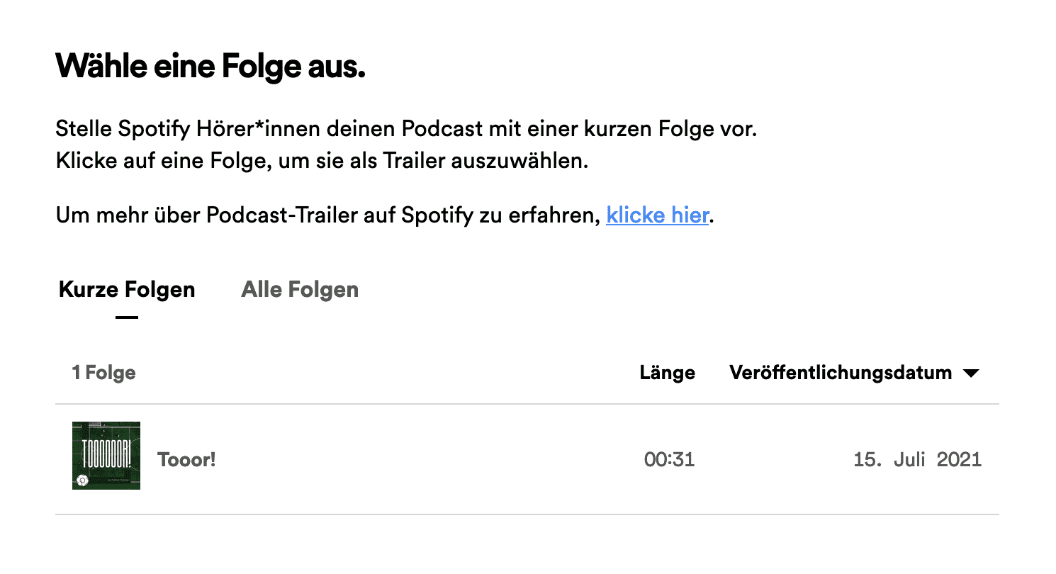Podcast-Trailer auf Spotify erstellen