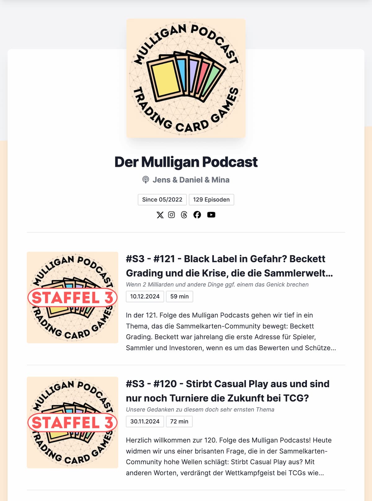 LetsCast.fm Podcast Website Episoden-Karten