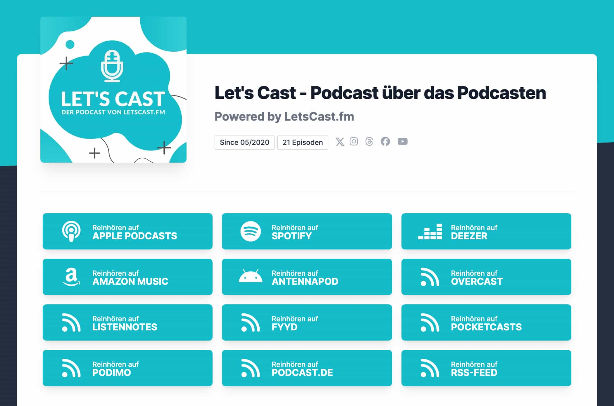 LetsCast.fm Podcast Website Subscription